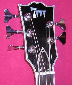 A closeup of the headstock.