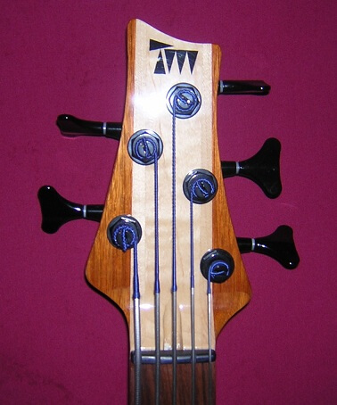 A close up of the front of the headstock.
