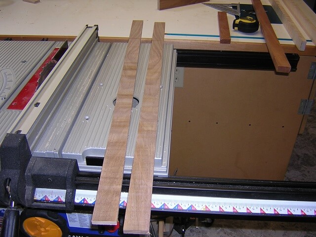 Rough cutting the walnut into laminates.