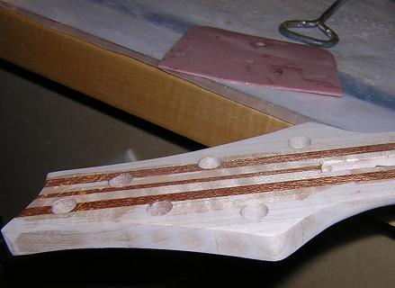 Sealing the neck of the guitar, which will be finshed clear.