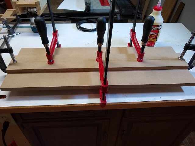 Clamping up the jig base.