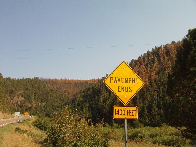 Pavement ends.