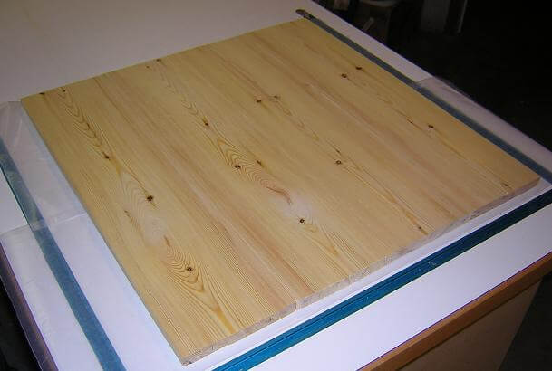 Arranging the stock for the table top.
