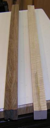 Pieces of maple and walnut glued together to create the stock.