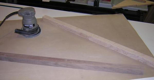 Sanding the blanks smooth.