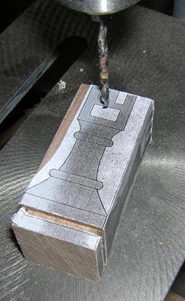 Drilling holes for the inside cuts.