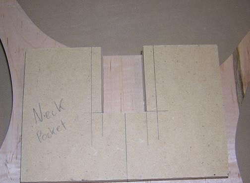 Taped the neck template jig in place.