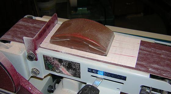 Sanding the veneer the safe way.