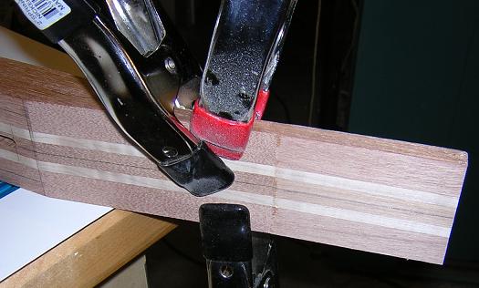 Gluing the scarf joint.