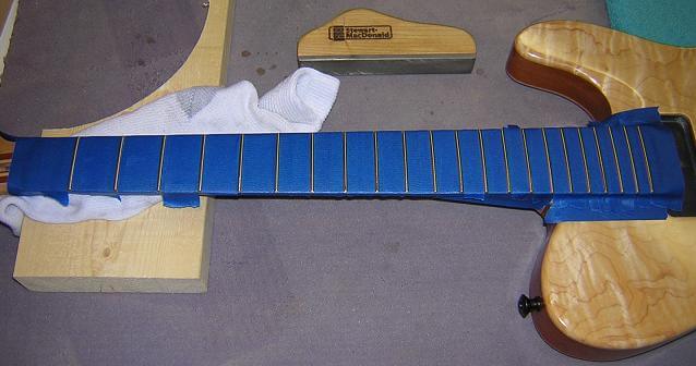 Doing the fretwork.