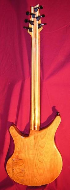 A full view of the guitar's back.