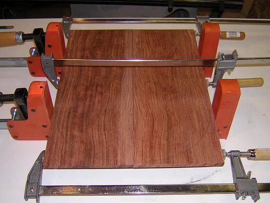 Gluing the bubinga top.