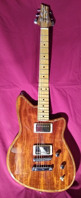 Completed photo of the Bubinga Pudding guitar.