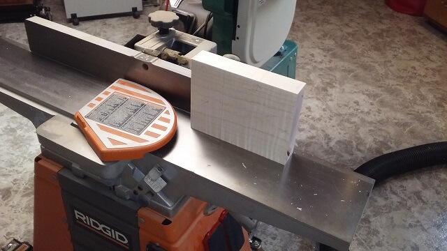 Back at the jointer to remove the saw marks from the pieces cut to size.