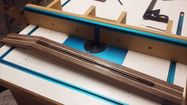 Routing the channels for the carbon fiber reinforcement rods.