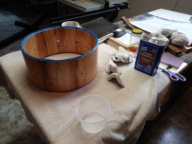 Level sanding the lacquer.