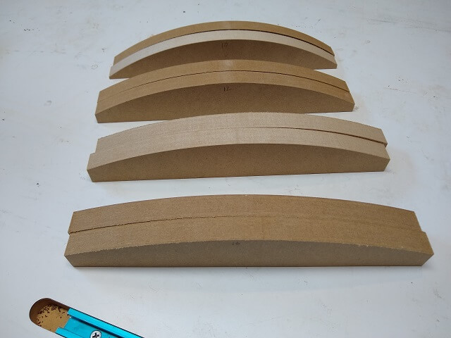 The radius rail pieces cut.