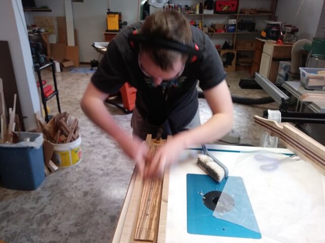 Radius sanding the front of the fretboard. Again.