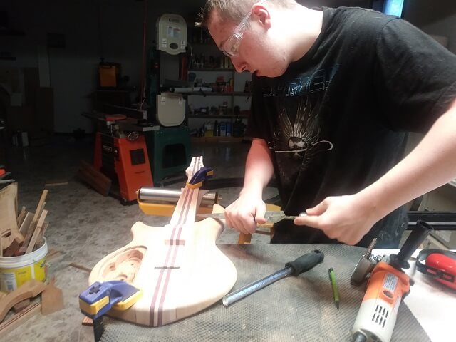 Carving the neck.