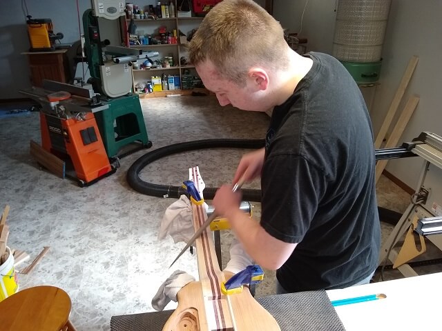 Carving the neck.