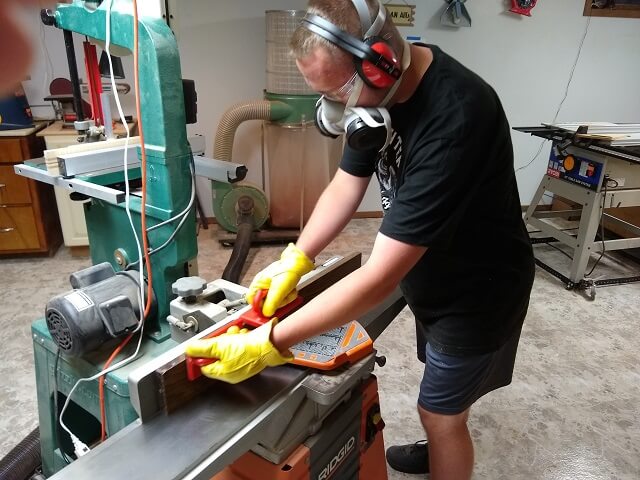 Jointing the edge of the Bocote straight.