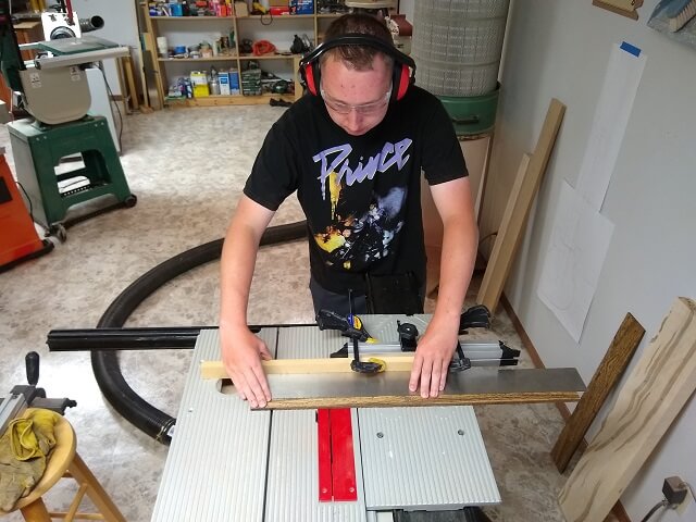 Cutting the fret slots in the Bocote board.