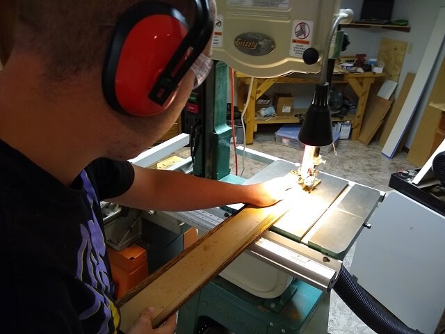 Rough cutting the taper on one side of the fretboard.