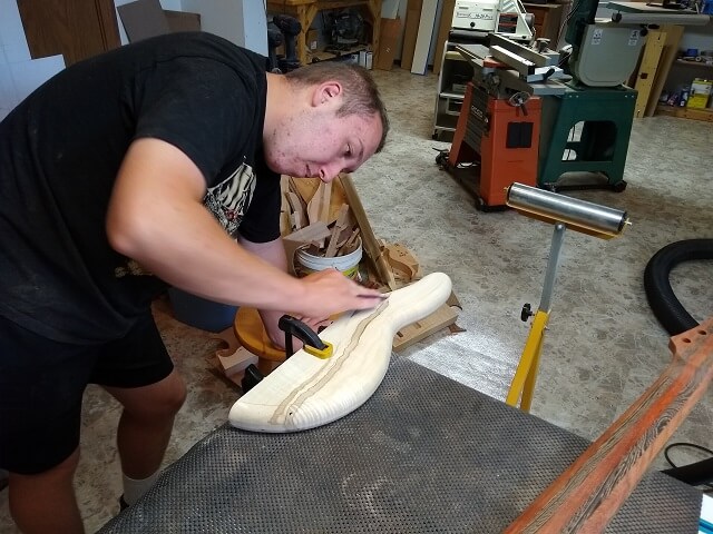 Sanding the inside of the horns.