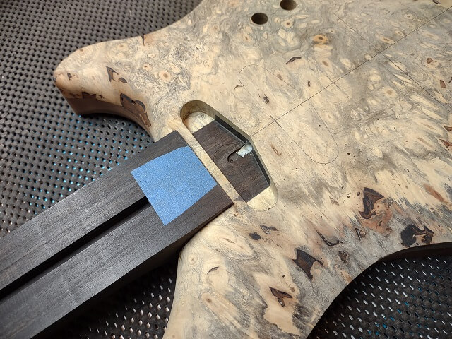 The finished neck pickup cavity.