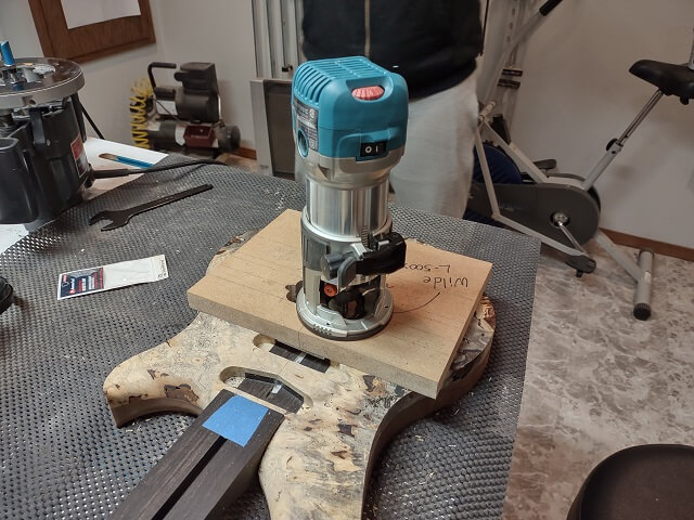 Routing the bridge pickup ears.