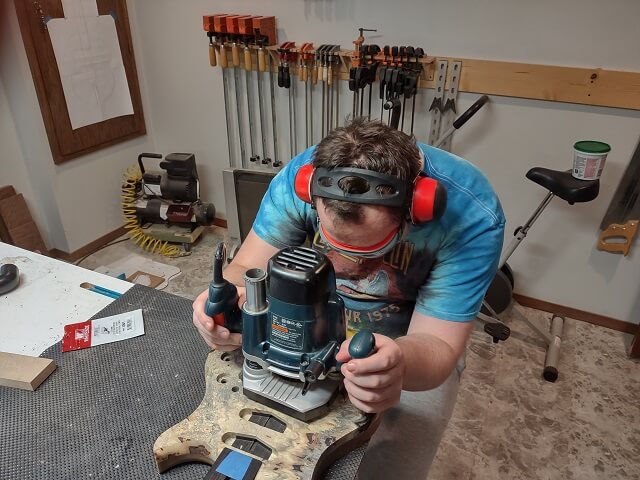 Routing the bridge block portion of the Floyd Rose bridge.