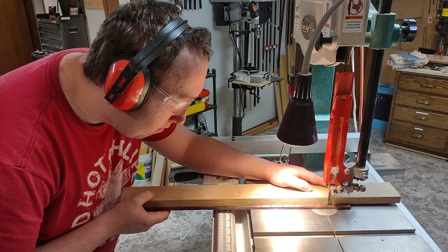 Rough cutting the taper of the fretboard.