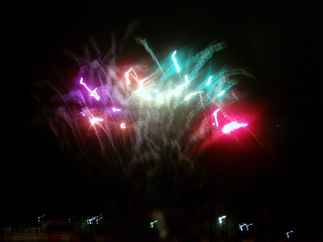 Fireworks after the baseball game.