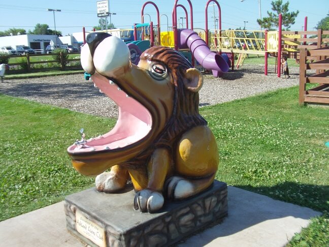 A lion drinking fountain.