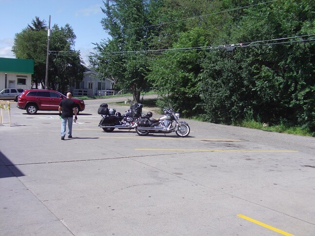 Getting back on our bikes in Prescott, WI.