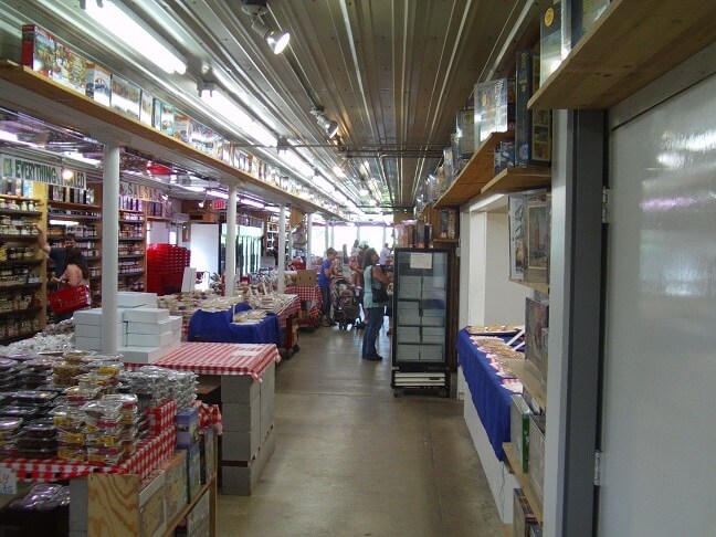 The pie section inside the candy store.