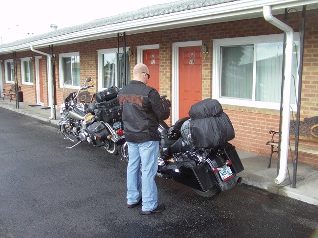 The bikes loaded and ready to go.