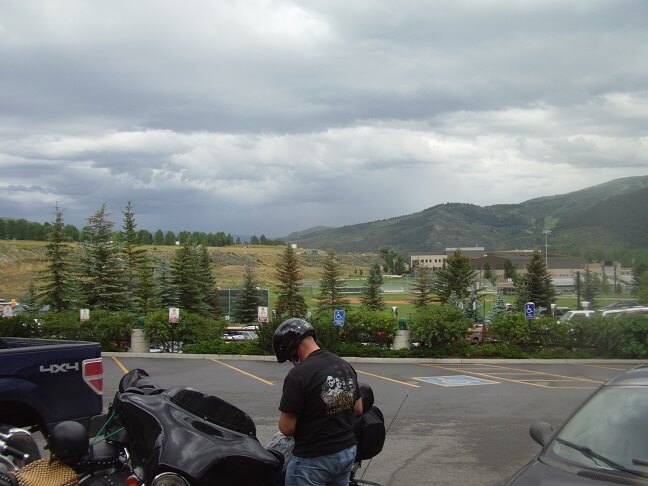 Stopping for gas before the storm hit.