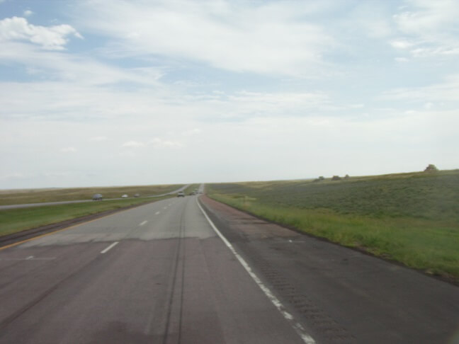 Riding I-90 across South Dakota.