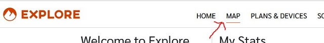 Click on the Map link in Garmin Explore.