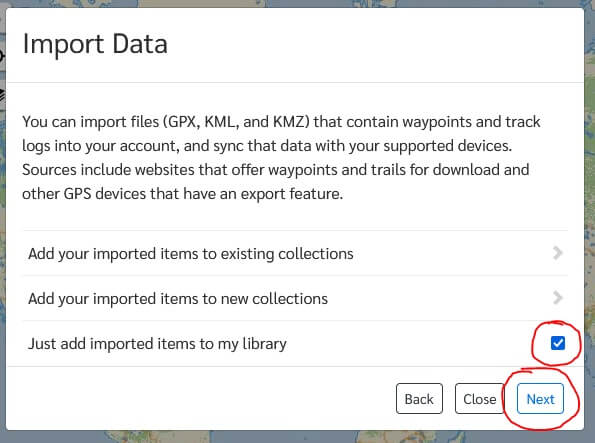 The Import Data screen.