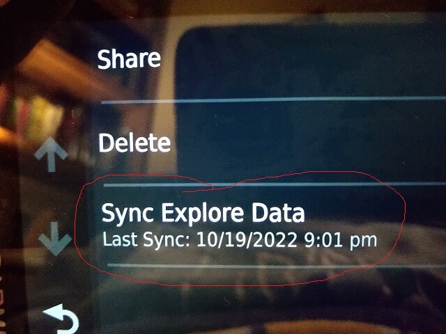 If necessary, manually sync the GPS with the Garmin Explore account.