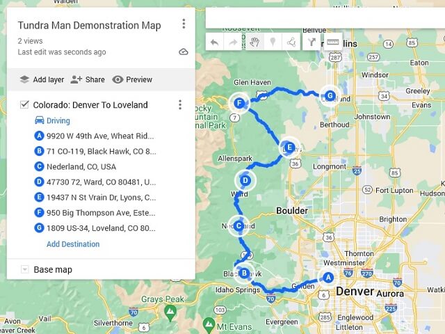 The sample map that I created.