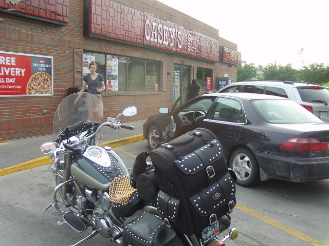 Stopping at a Casey's for some breakfast.