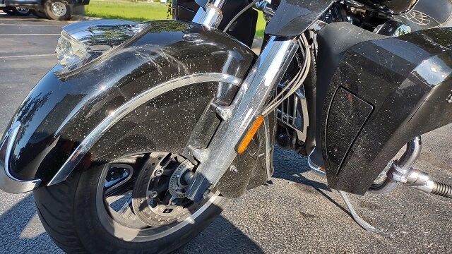 The front fender of my motorcycle before I started cleaning it.