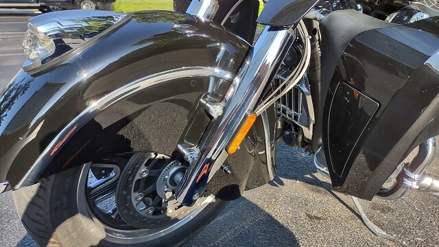 The front fender of my motorcycle after I finished cleaning it.