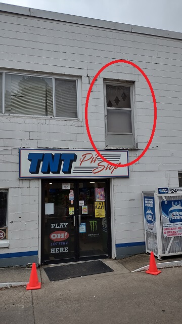 The door of death at the gas station in Syracuse, OH.