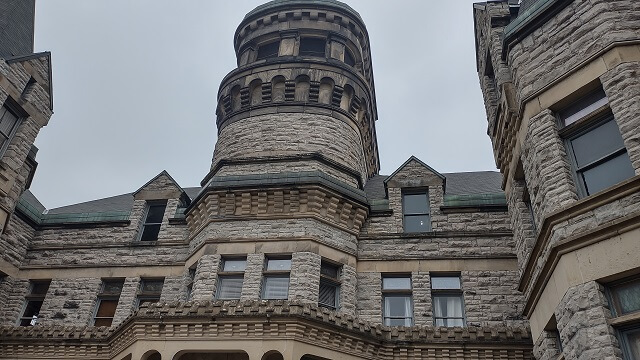 The guard tower over the main entrance of the OSR.