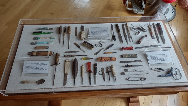 A display of prison shanks confiscated at the OSR.