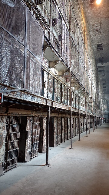 Cells on the east wing as viewed from the ground floor.